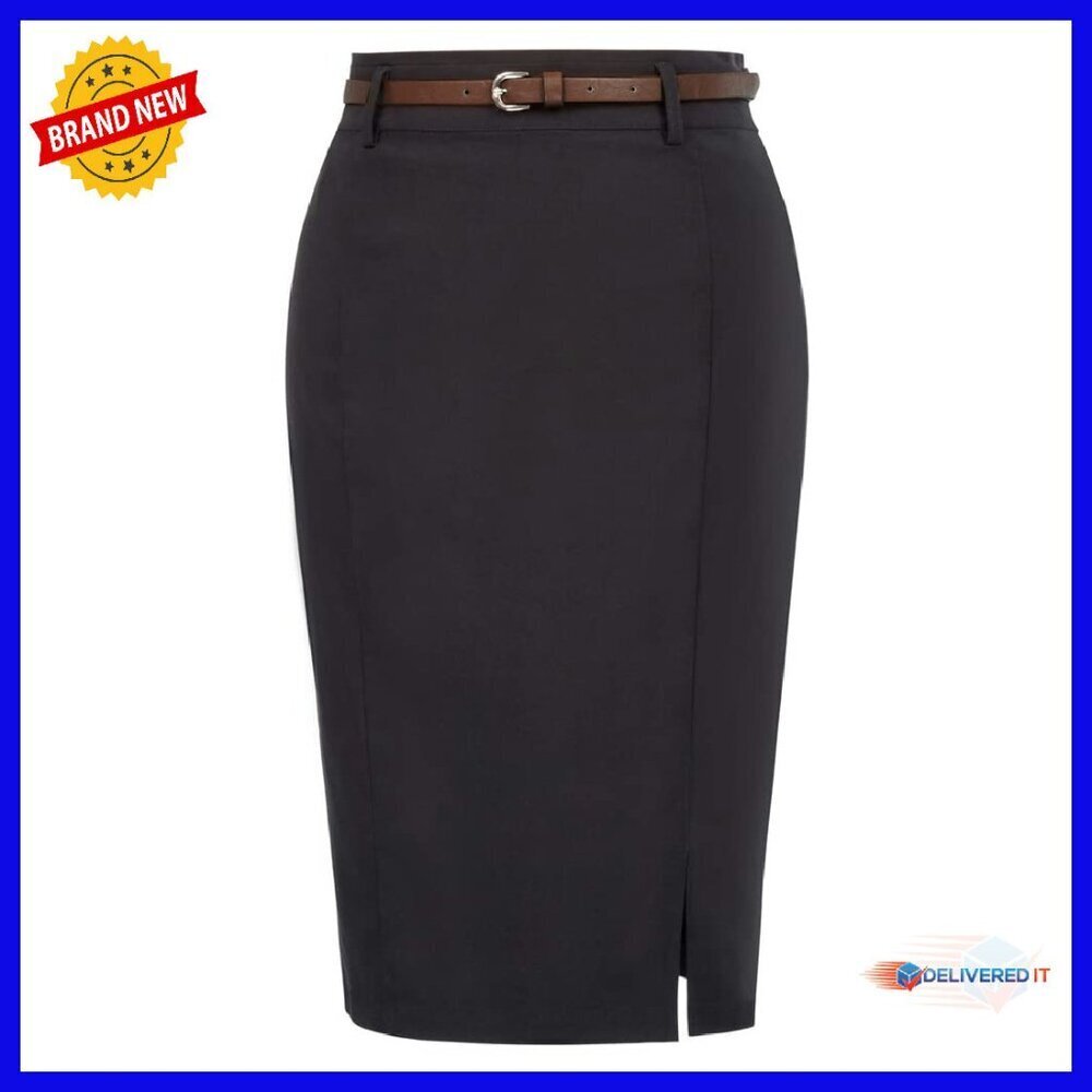 Stretchy Bodycon Pencil Skirt with Belt Professional Work Office Wear